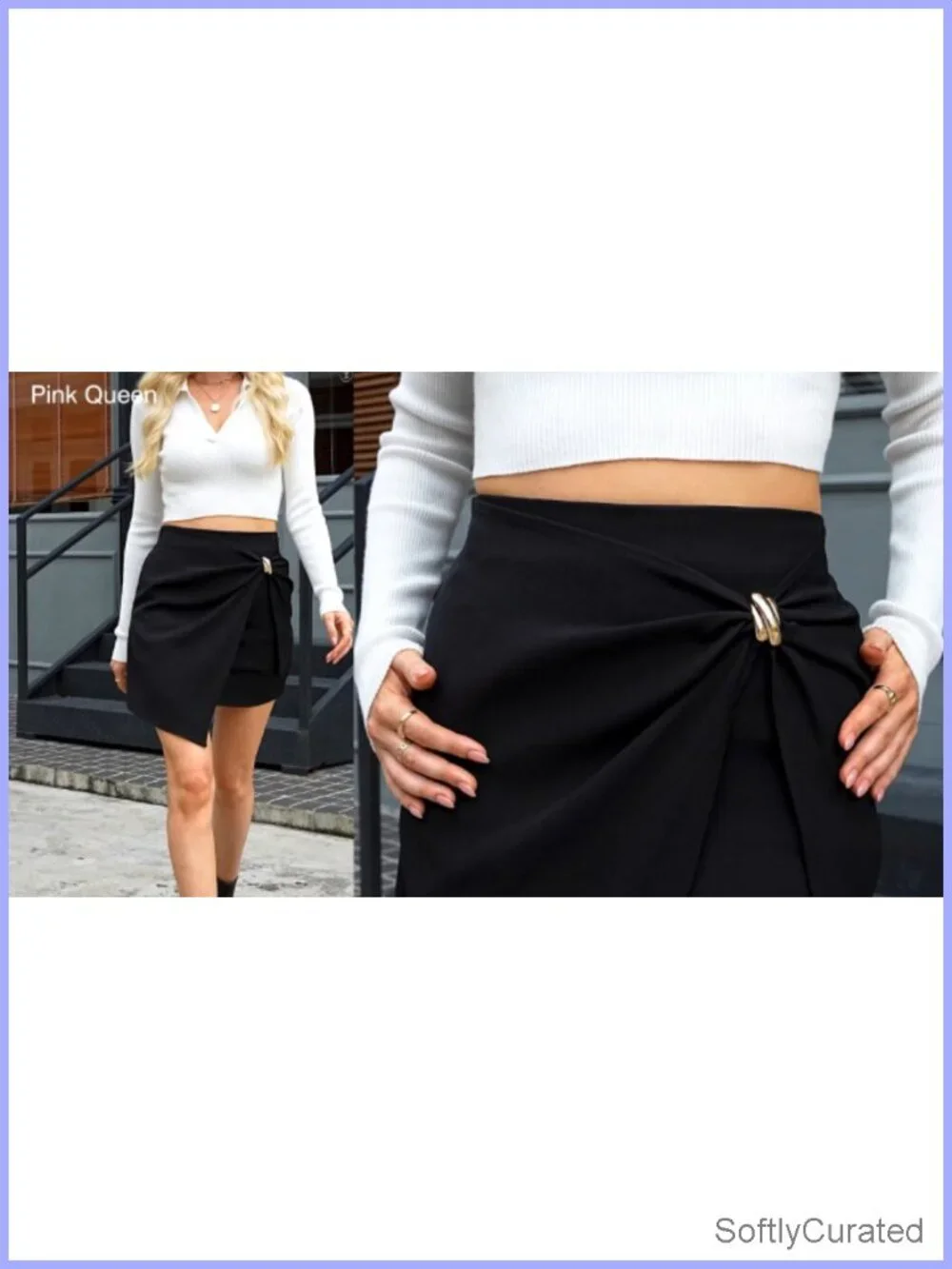 High Waist Pencil Mini Skirt Metal Button Stretch Work Skirt